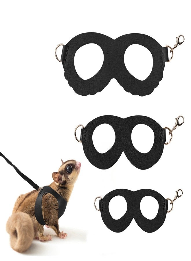 Swirge 3Pcs Sugar Gilder Harness and Leash Set, Adjustable Squirrel Harness Small Animal Training Walking Vest for Rabbit, Guinea Pigs, Bearded Dragon (Black) - Image 1